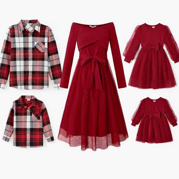 NWT Women’s PatPat Off Shoulder Red Christmas Midi Dress Size Medium - Picture 4 of 4